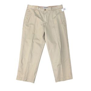 Izod Chino Pants Mens 40 Straw Cotton Chesapeake Twill Antique Wash Flat Front